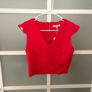 Red Scoop Neck Crop Top